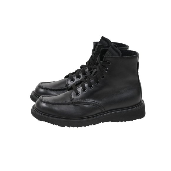 Prada Mens Combat Half Boots US8.5 UK7.5 Black Leather Square Toe Lace Up - Picture 4 of 11